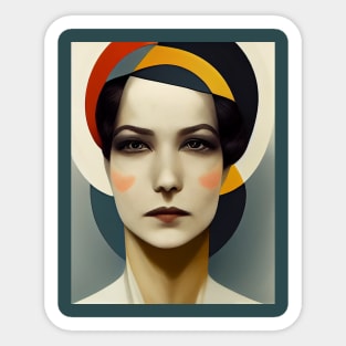 Portrait of a woman inspired by Bauhaus art Sticker